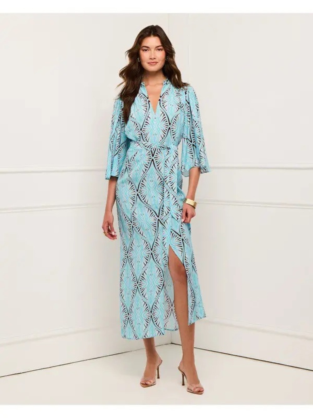 FIGUE Avery Dress size S V-neckline Volumetric sleeves 3/4 Viscose brand new